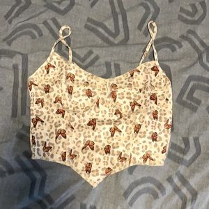 Butterfly cropped tank top